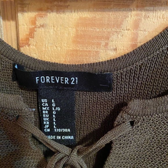 FOREVER 21 KAKI KNIT SLEEVELESS BODYSUIT - Picture 2 of 2